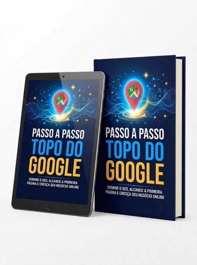 Mockup do Método Topo do Google Maps em tablet e capa impressa